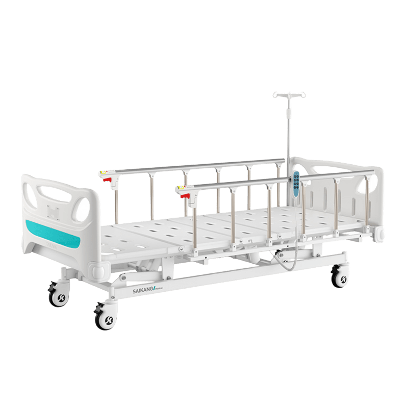 CAMA HOSPITALARIA 3 POSICIONES EN FORMA ELÉCTRICA ▸ BARANDAL TIPO CORRAL ▸ BASE DE METAL (INLCUYE PORTA SUERO Y COLCHÓN)