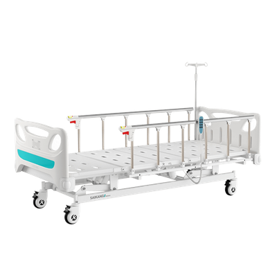 CAMA HOSPITALARIA 3 POSICIONES EN FORMA ELÉCTRICA ▸ BARANDAL TIPO CORRAL ▸ BASE DE METAL (INLCUYE PORTA SUERO Y COLCHÓN)