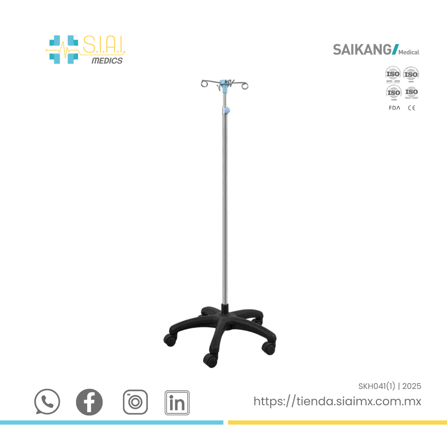 PORTA SUERO RODABLE PENTAPIE