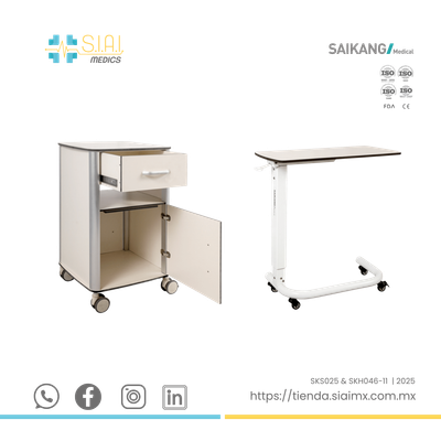 BURÓ HOSPITALARIO ▸ RESINA FENÓLICA Y MESA PUENTE  ▸ RESINA FENÓLICA ▸ COLOR MADERA