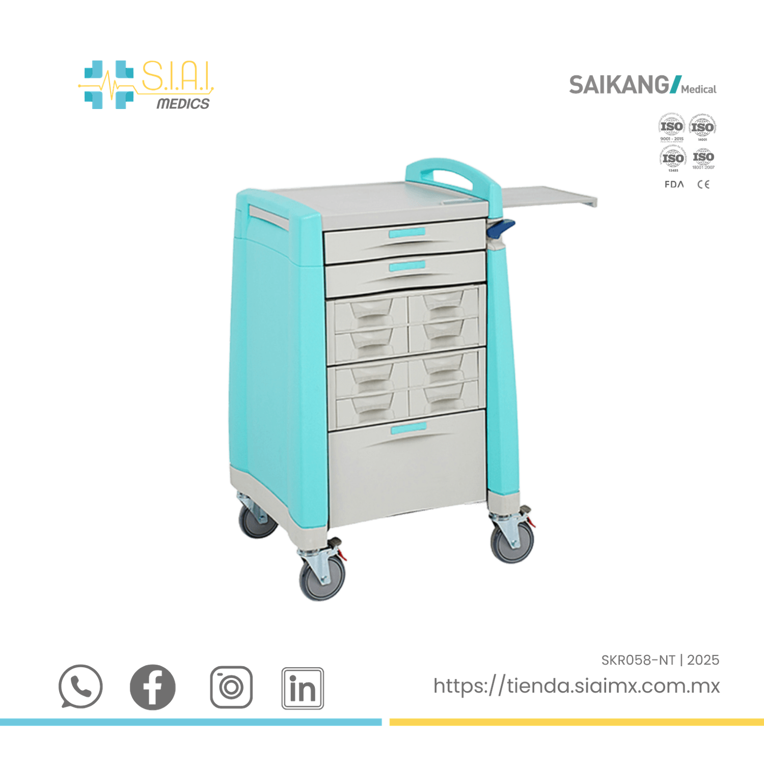 CARRO DE ANESTESIA PARA MEDICAMENTOS ▸ABS