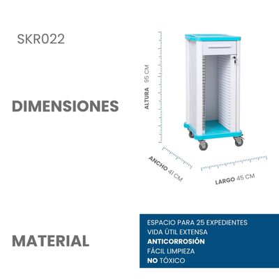 CARRO PORTA EXPEDIENTE PARA 20 EXPEDIENTES ▸ABS
