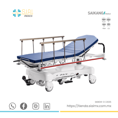 CAMILLA DE TRASLADO NEUMÁTICA ▸ 5 POSICIONES ▸ QUINTA RUEDA ▸ PLATAFORMA RADIOTRANSPARENTE