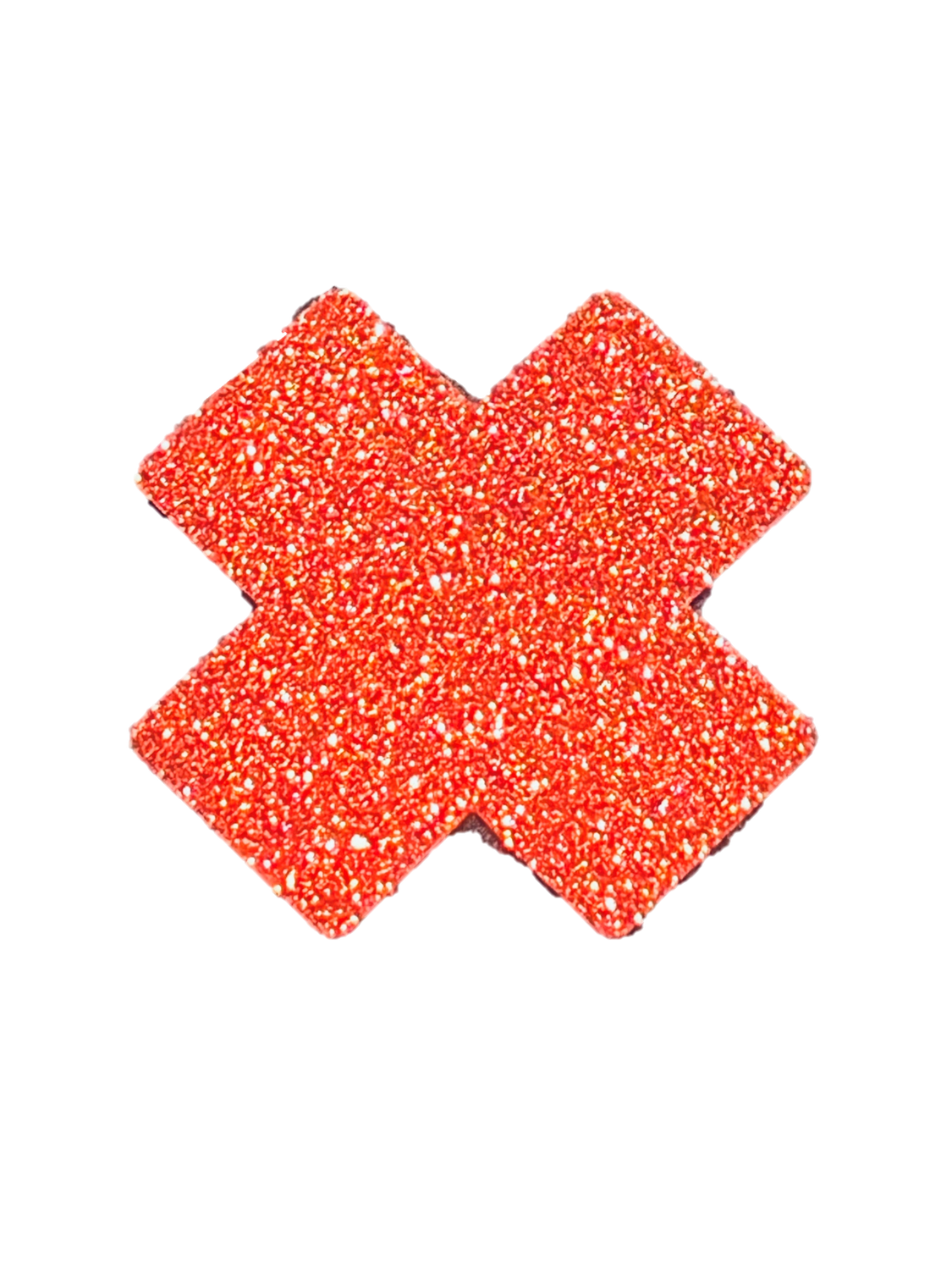 2 rote Glitzer-Kreuz-Pasties. für 1x Anwendung