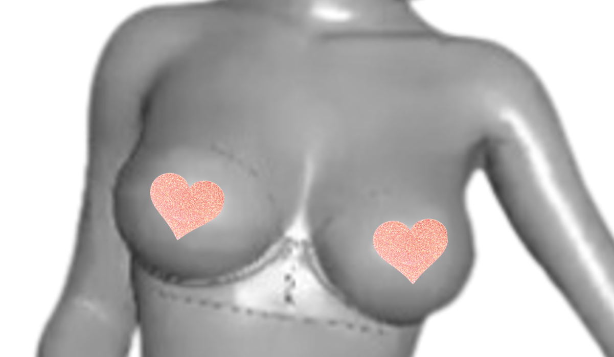 2 pink Herz-Pasties mit feinem Gliltzer. für 1x Anwendung