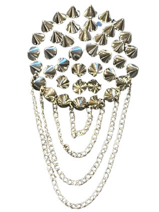 2 schwarz/silbrige Fetish Pasties mit kleinen Nieten und Kettchen