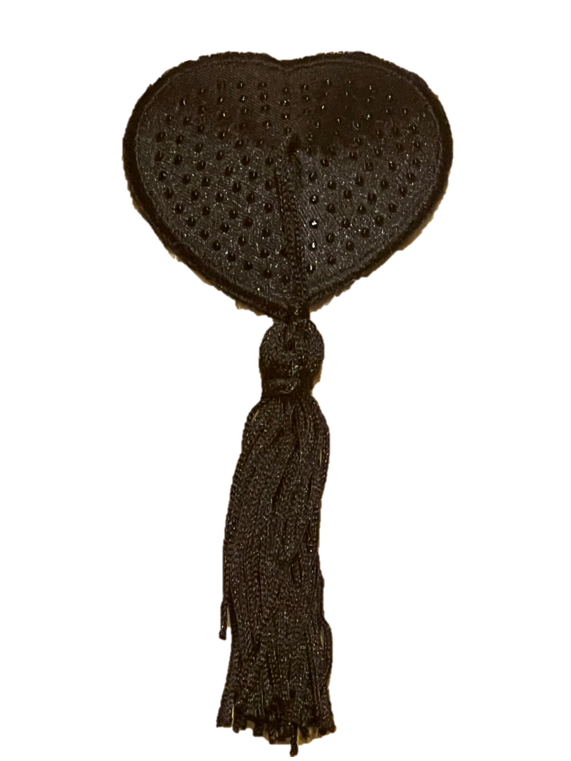 2 elegante schwarze Herz-Pasties mit Burlesque-Quasten. Wiederverwendbar