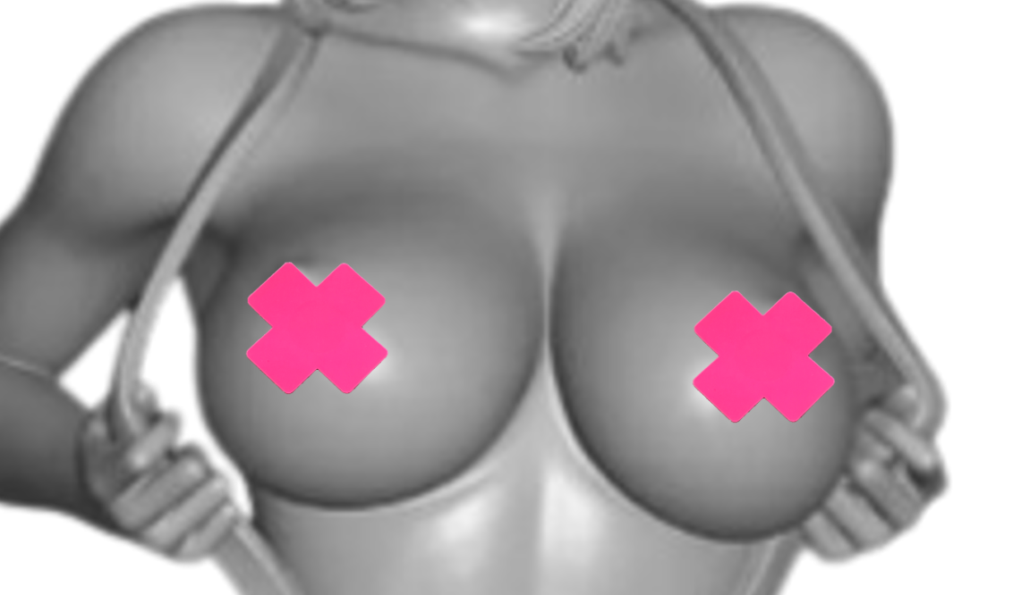 2 leucht-pinke Kreuz-Pasties,. Selbstklebend. 1x verwendbar.