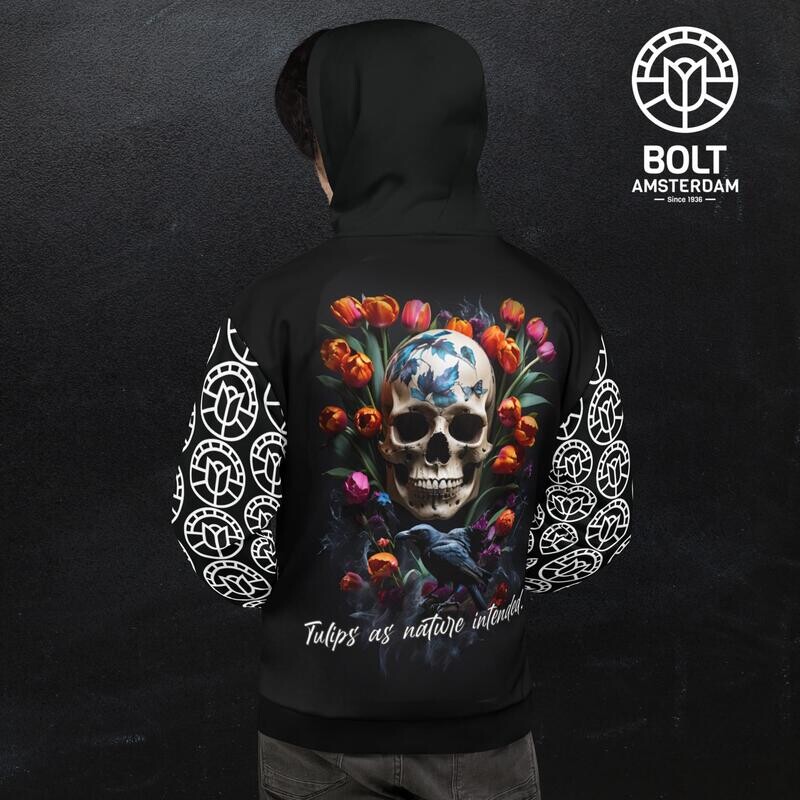 Hoodie - Tulips with Skull & Raven
