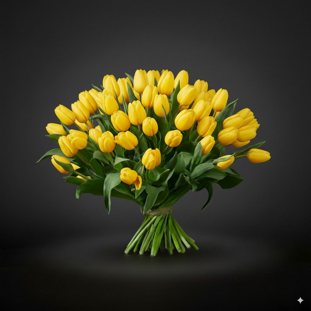 Gele Tulpen Boeket "STRONG GOLD", Aantal tulpen: 50 Gele Tulpen