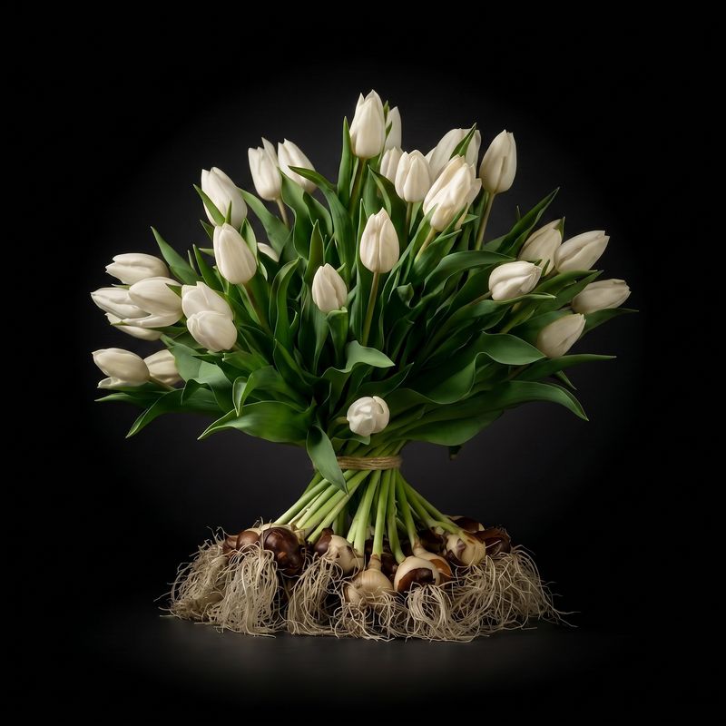 Witte tulpen met bol boeket