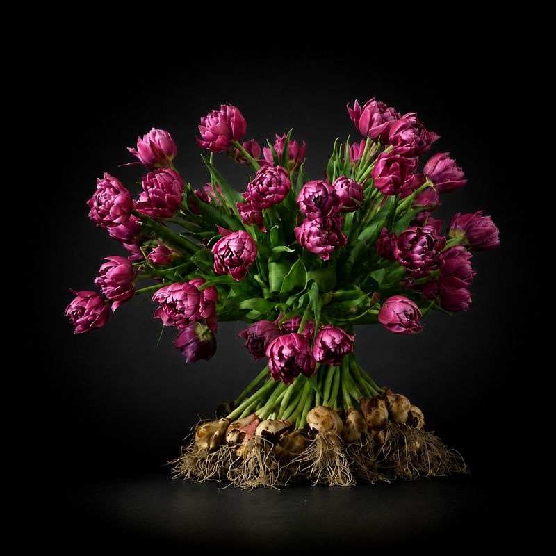 Dubbel Roze tulpen met bol boeket