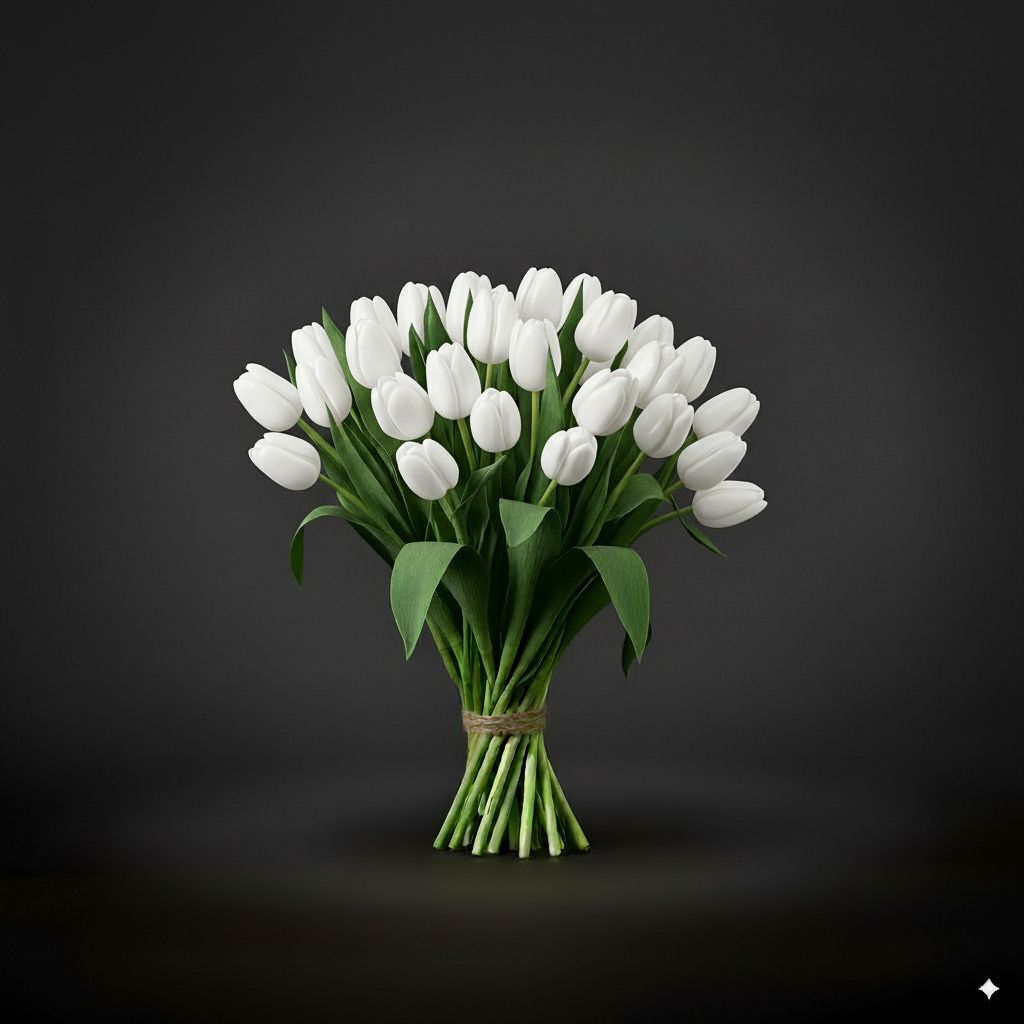 White Tulip Bouquet White Tulip Bouquet "ROYAL VIRGIN", Amount of tulips: 30 Witte Tulpen