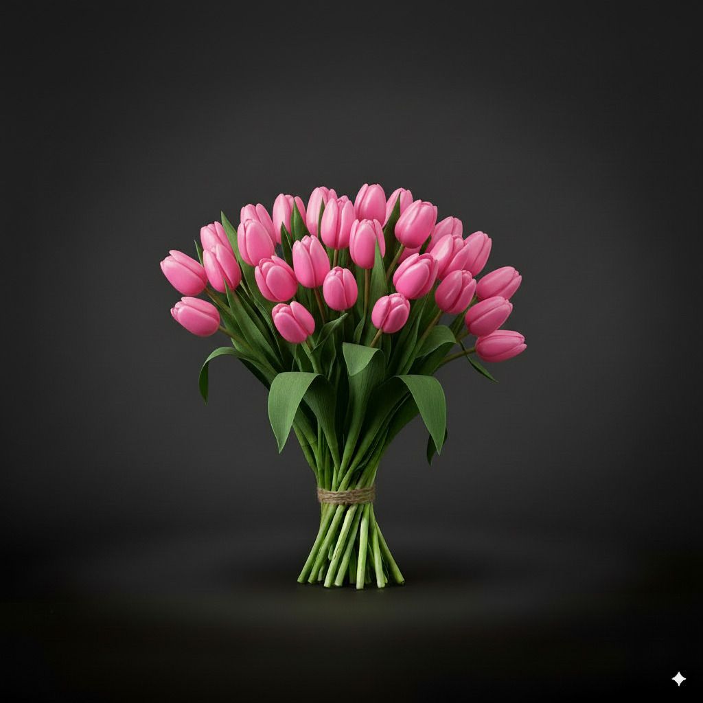 Pink Tulip Bouquet "MOLTO AMATA", Amount of tulips: 30 Roze Tulpen