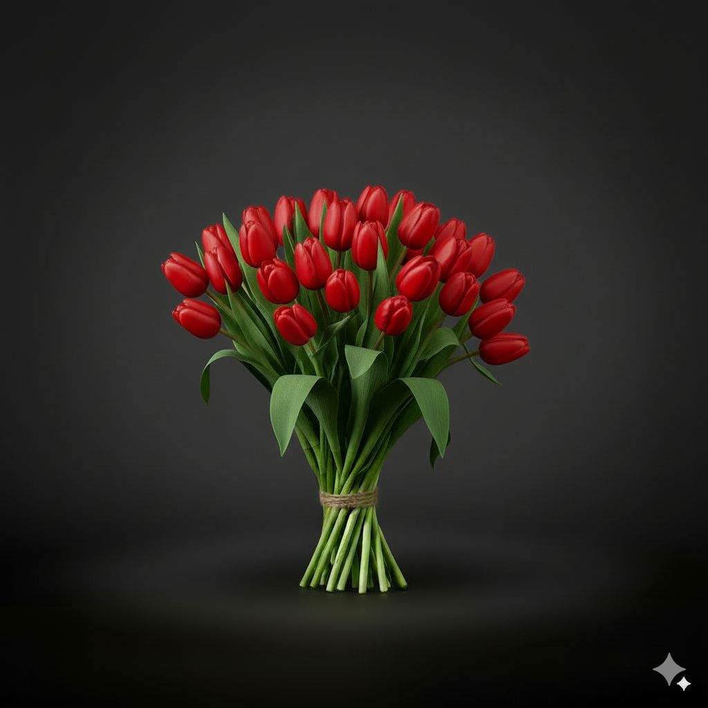 Rode Tulpen Boeket Rode Tulpen Boeket "STRONG LOVE", Aantal tulpen: 30 Rode Tulpen