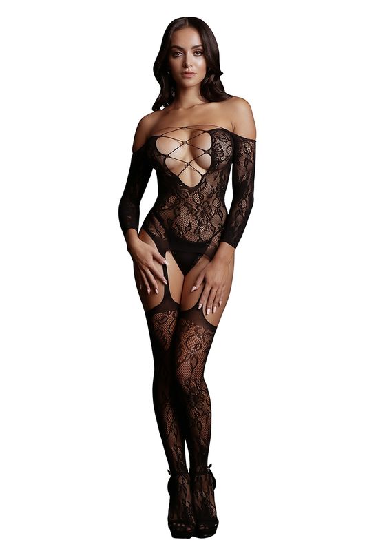 Bodystocking en résille Manches longues - Criss cross