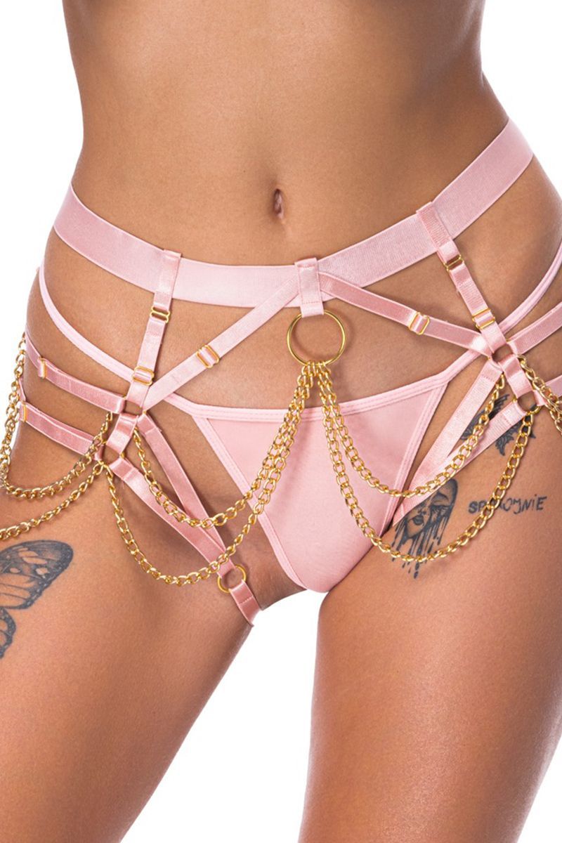 Ensemble Lingerie Harnais Rose 2 Pièces Bad Kitty – String Bondage Sexy