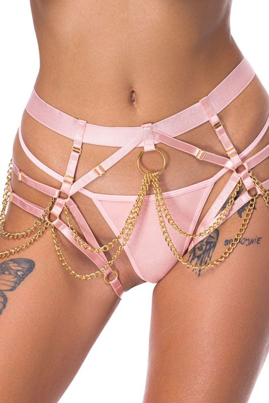 Ensemble Lingerie Harnais Rose 2 Pièces Bad Kitty – String Bondage Sexy