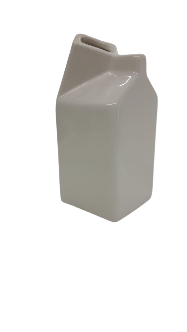 Lattiera porcellana avorio quadra, forma cartone del latte