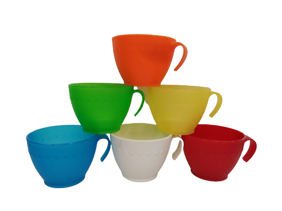 Tazza latte Oasi con manico, senza piattino, plastica colorata