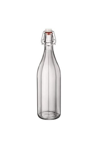 Bottiglia costolata tonda in vetro Bormioli