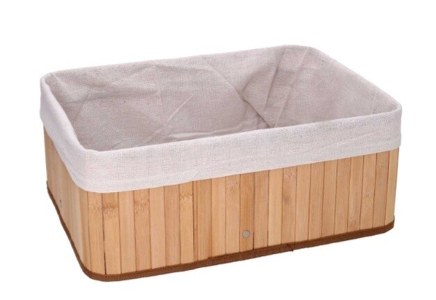 Cesto / cassetto in bambu' marrone, foderato