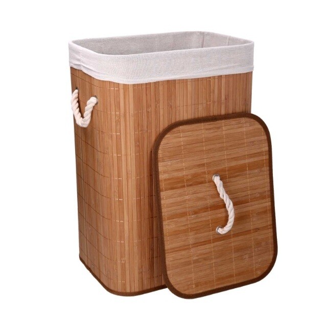 Porta biancheria / giochi bambù marrone foderato