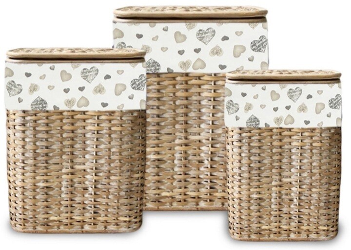 Porta biancheria / giochi bamboo fodera cuori