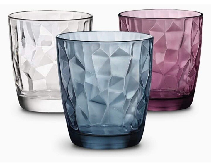 Set 6 bicchieri Diamond vetro Bormioli cl.30,5 colorato