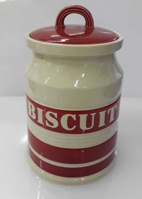Biscottiera Groove ceramica rossa