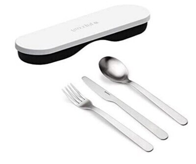 Set posate da viaggio con custodia, on the go, Guzzini, Colore: BIANCO