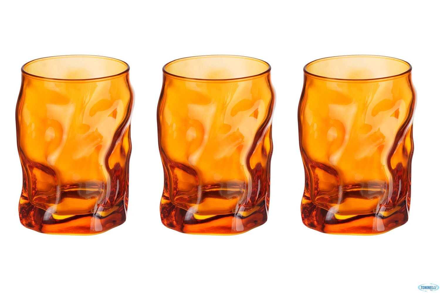 Set 3 bicchieri Sorgente arancione cl.30 in vetro Bormioli