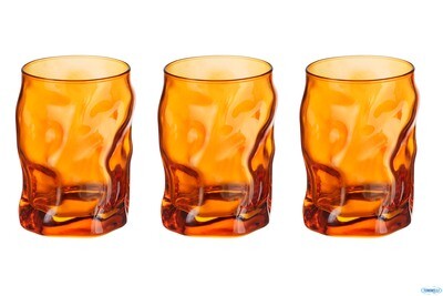 Set 3 bicchieri Sorgente arancione cl.30 in vetro Bormioli