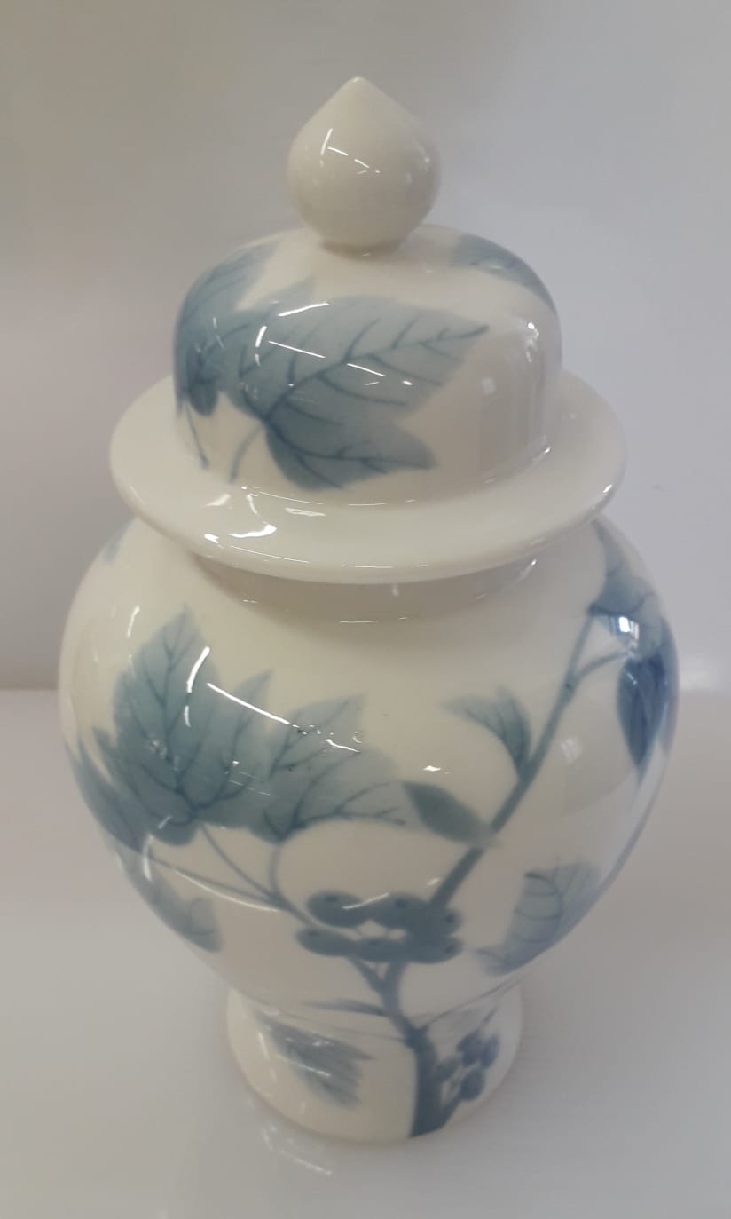 Poutiche bone china Lapis decoro foglie azzurre