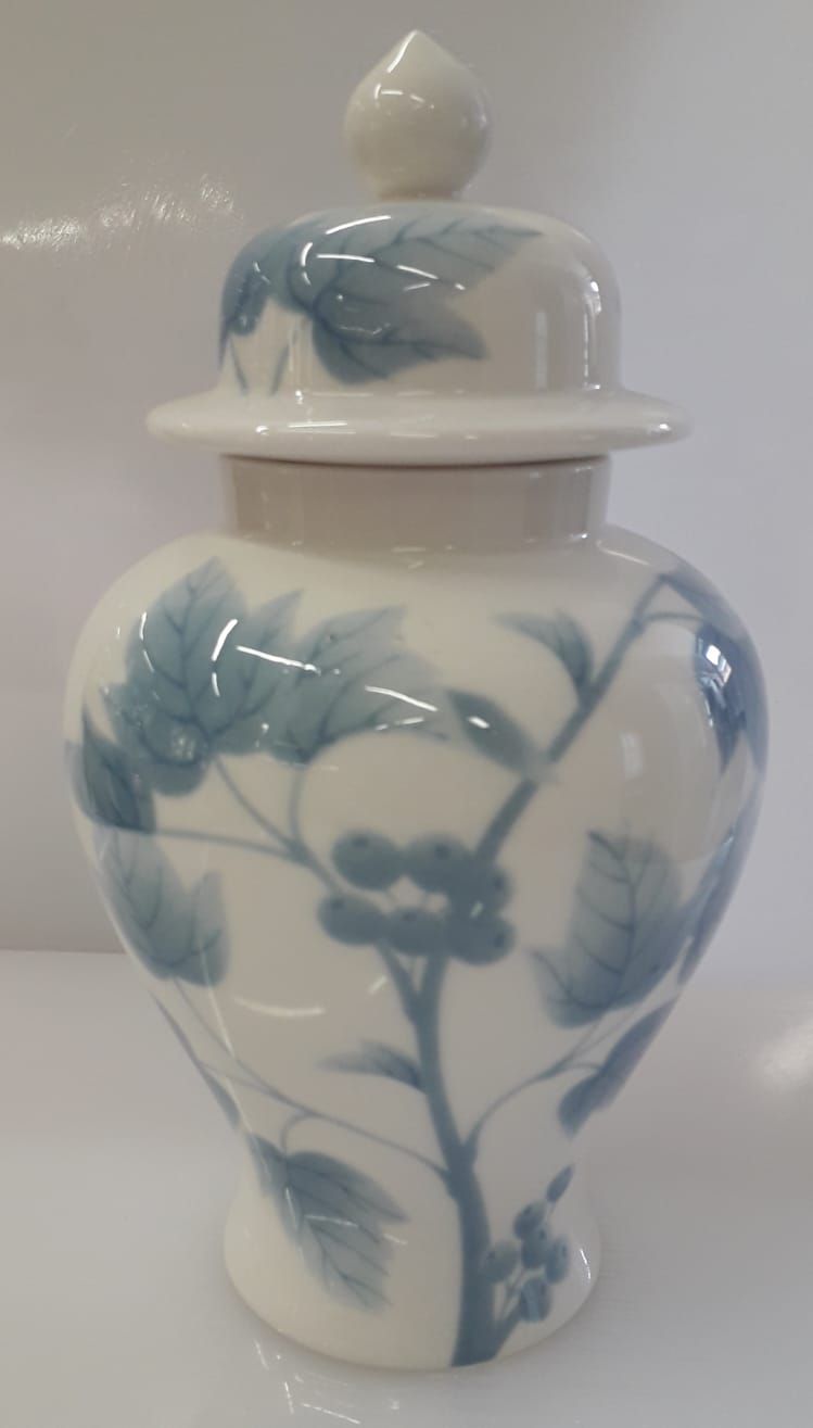 Poutiche bone china Lapis decoro foglie azzurre