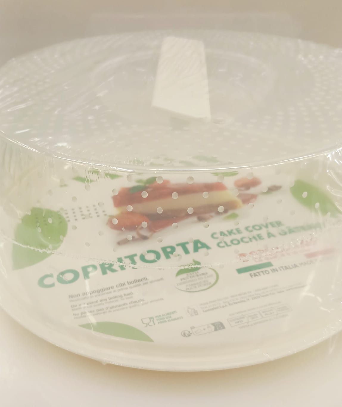 Copritorta / portadolci / piatto torta da trasporto Oasi cm.28, Colore: BIANCO