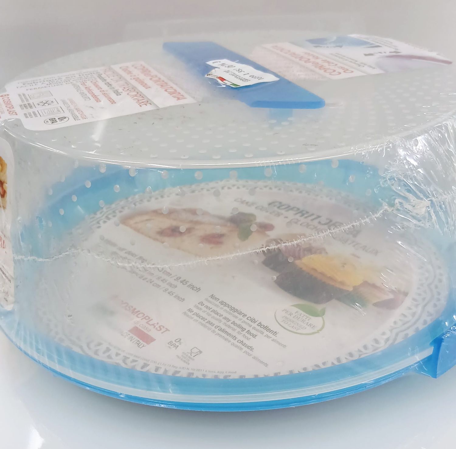Copritorta / portadolci / piatto torta da trasporto Oasi cm.32, Colore: AZZURRO