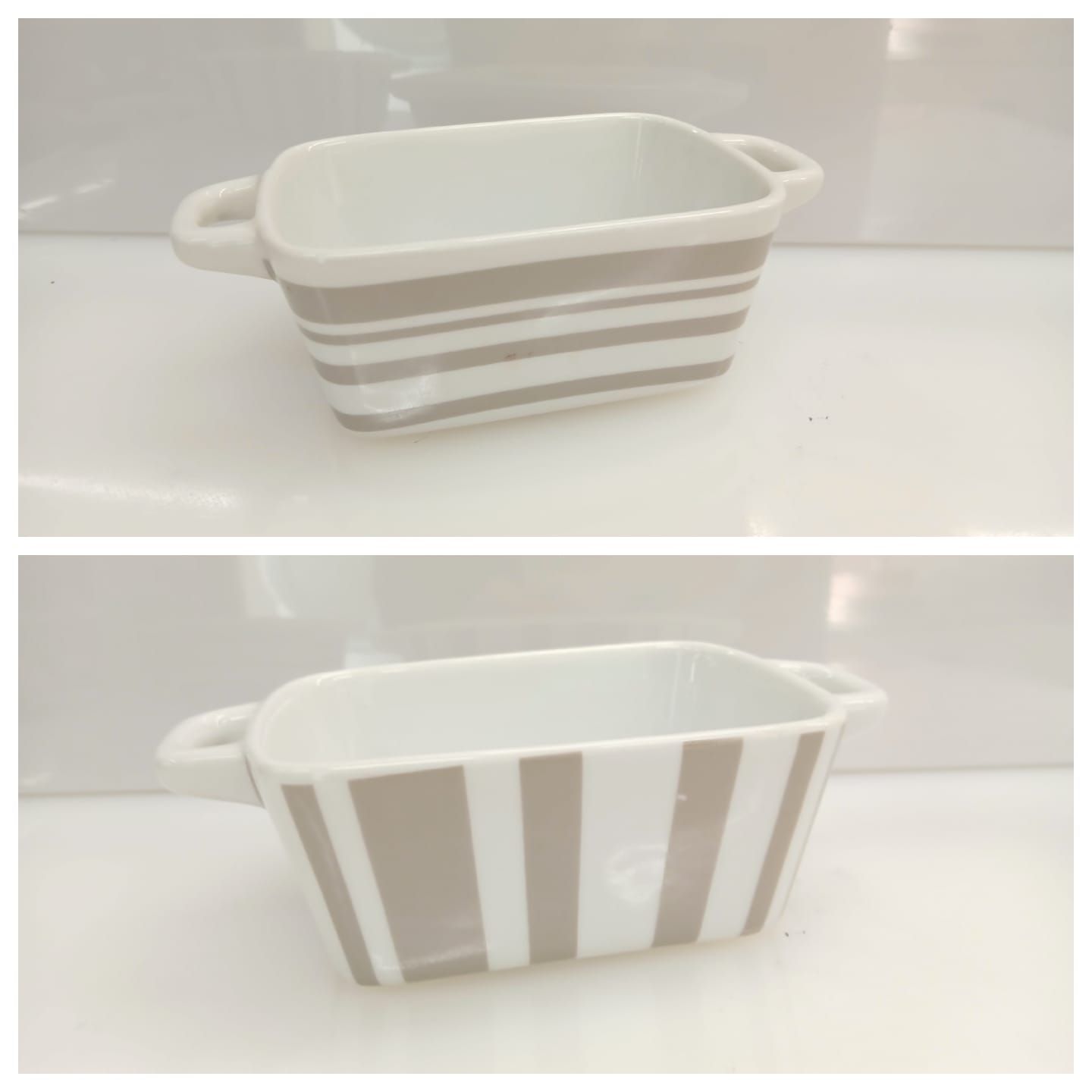 Pirofila rettangolare mini con decori tortora