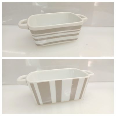 Pirofila rettangolare mini con decori tortora