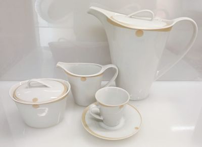 Tazze caffè + zuccheriera + lattiera + caffettiera Astra Weissestal - Servizio 9 pezzi