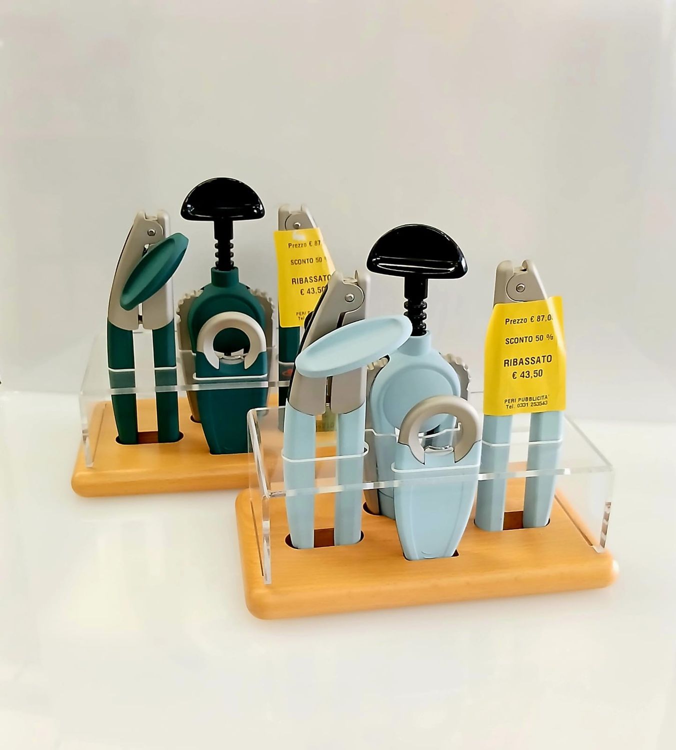 Set utensili: cavatappi / apriscatole / schiaccianoci / levacapsule Scaroni