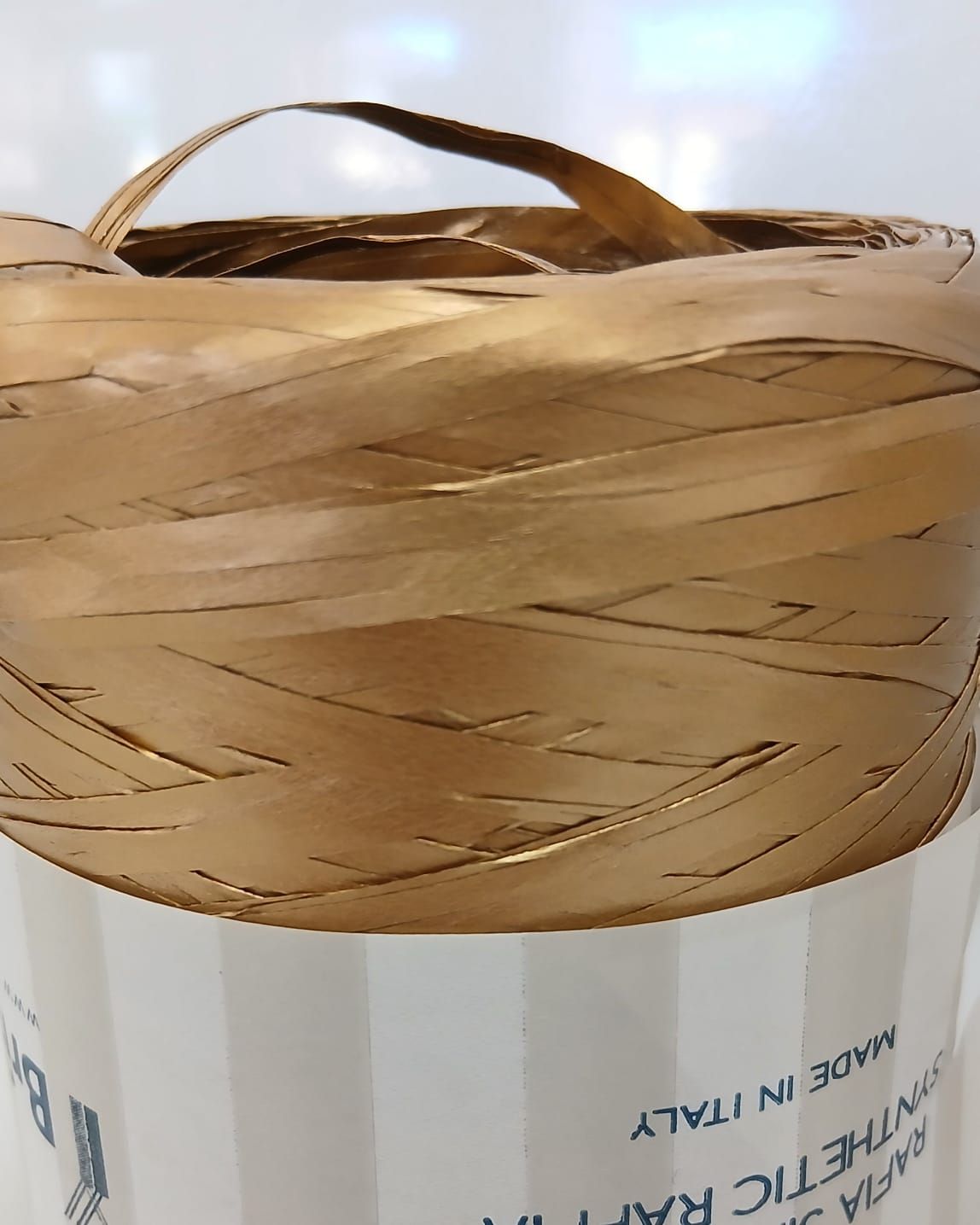 Fiocco / nastro a rotolo in raffia sintetica, Colore: ORO