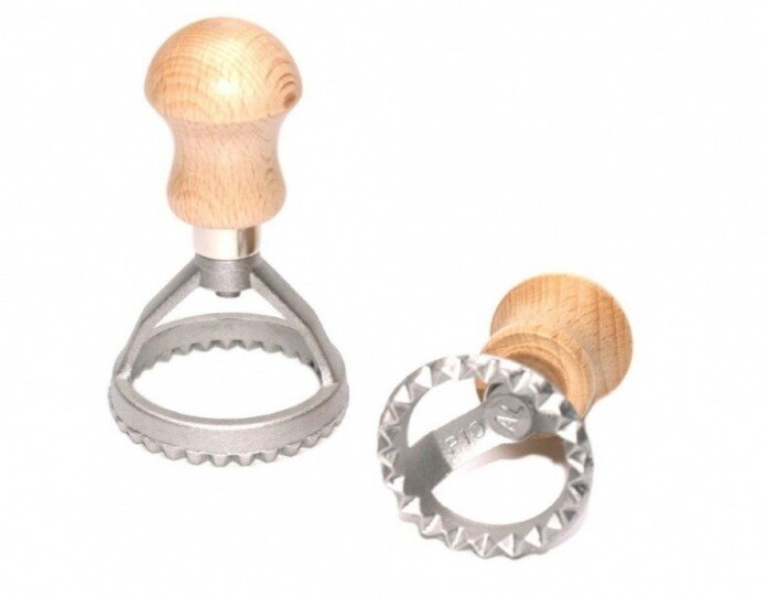 Stampo raviolo singolo Calder, manico legno, tondo