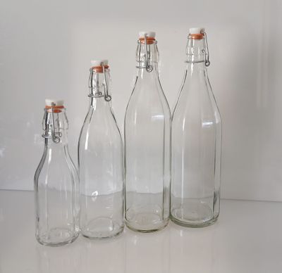 Bottiglia costolata tonda in vetro Bormioli