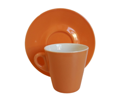Tazza thè Tognana svasata colore esterno con piatto Tazza thè Tognana svasata colore esterno con piatto, Colore: ARANCIONE