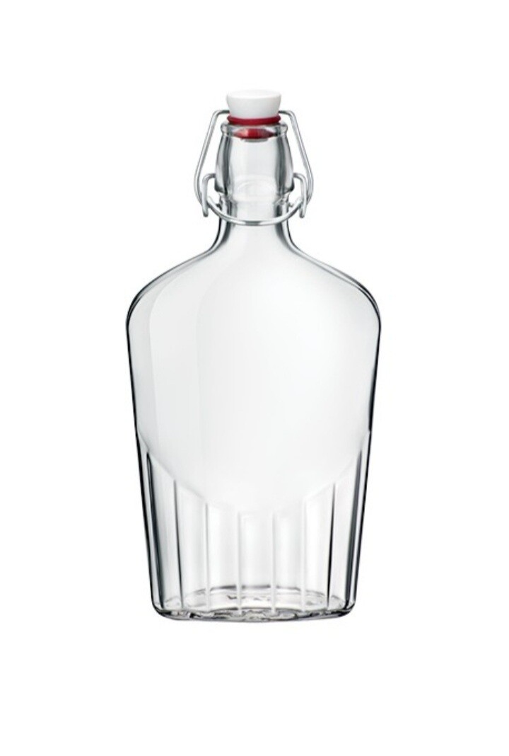 Bottiglia fiaschetta piatta in vetro Bormioli