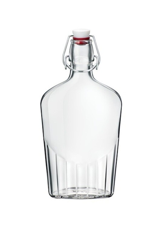 Bottiglia fiaschetta piatta in vetro Bormioli