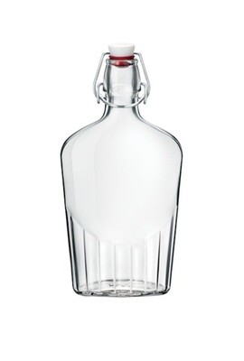 Bottiglia fiaschetta piatta in vetro Bormioli