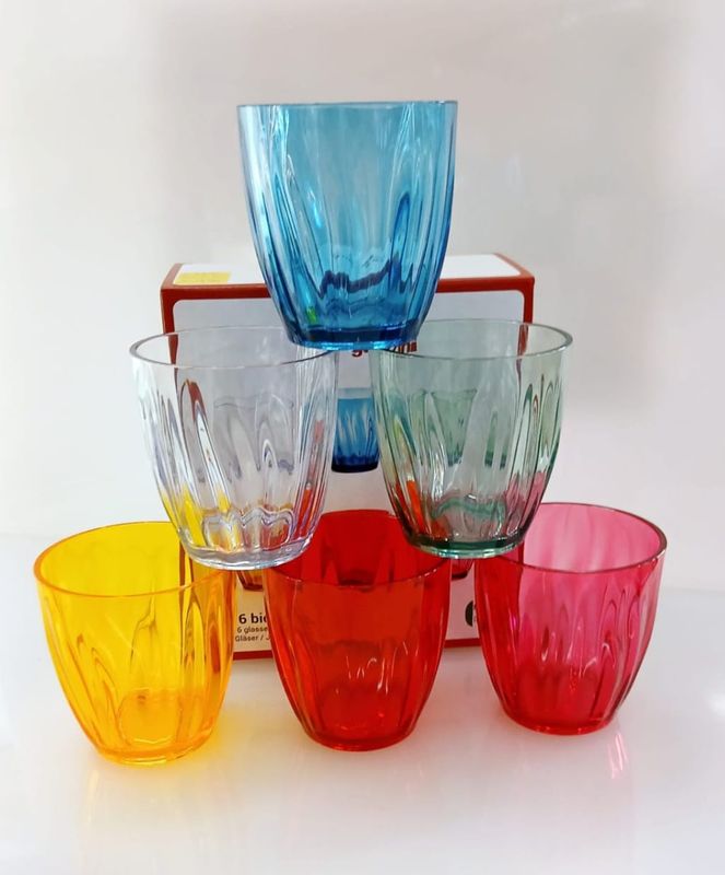 Bicchiere Bicchiere "AQUA" plastica set 6 pezzi colorati