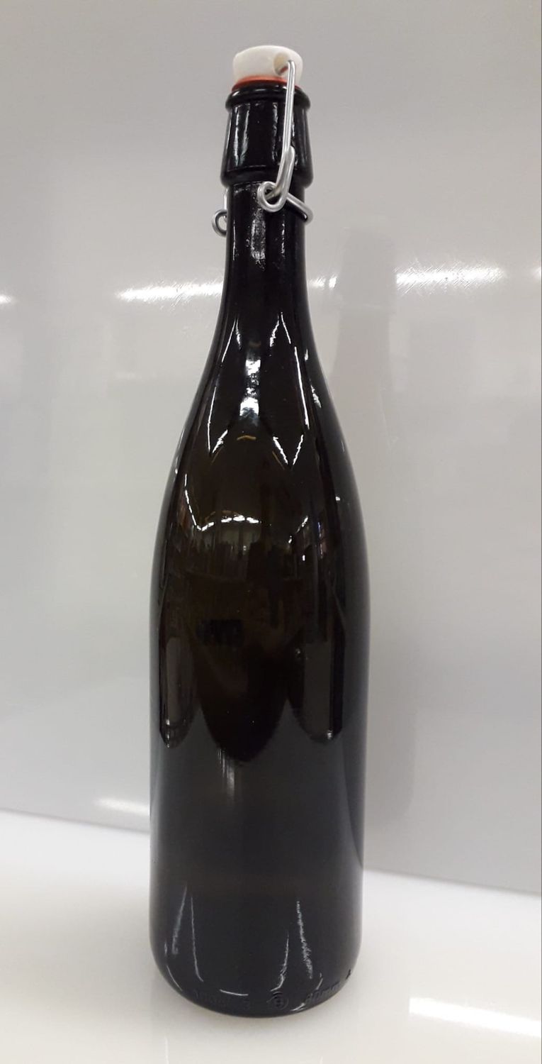 Bottiglia Maya vetro verde scuro con macchinetta